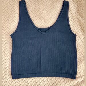 Aeropostale Navy Ribbed V-Neck Tank Top